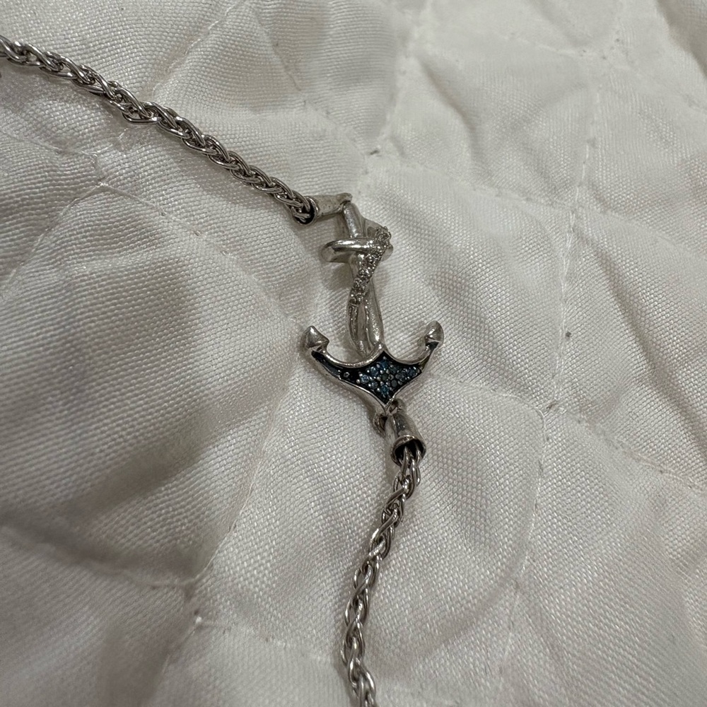 Silver anchor bolo bracelet